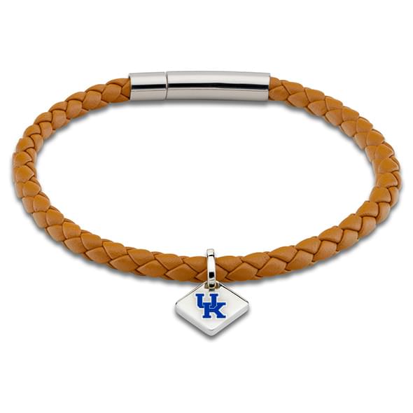 University of Kentucky Leather Bracelet with Sterling Silver Tag - Saddle
