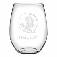 FSU Stemless Wine Glasses Made in the USA - Set of 2