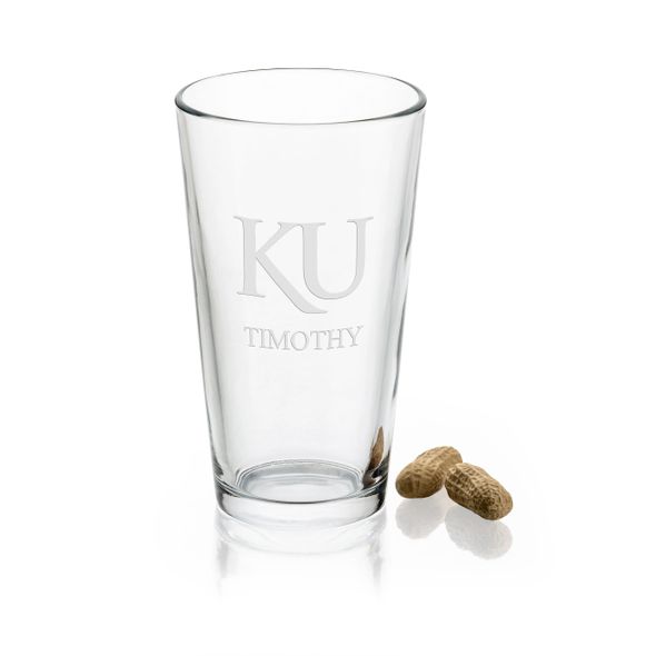 University of Kansas 16 oz Pint Glass- Set of 2 - Image 1