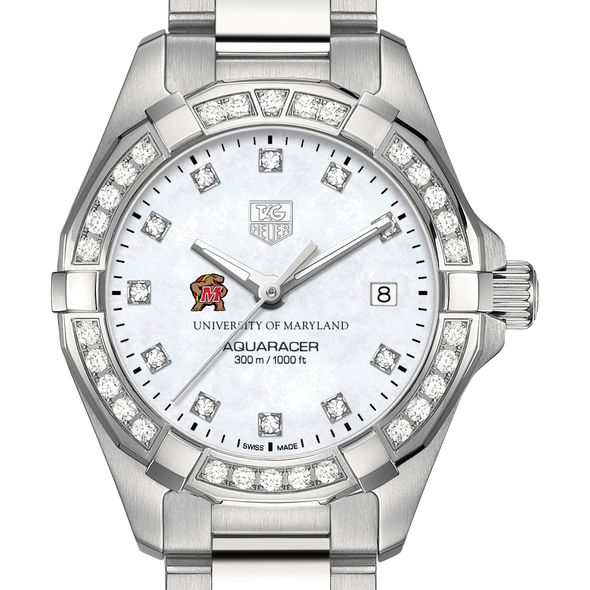 University of Maryland W's TAG Heuer Steel Aquaracer with MOP Dia Dial & Bezel
