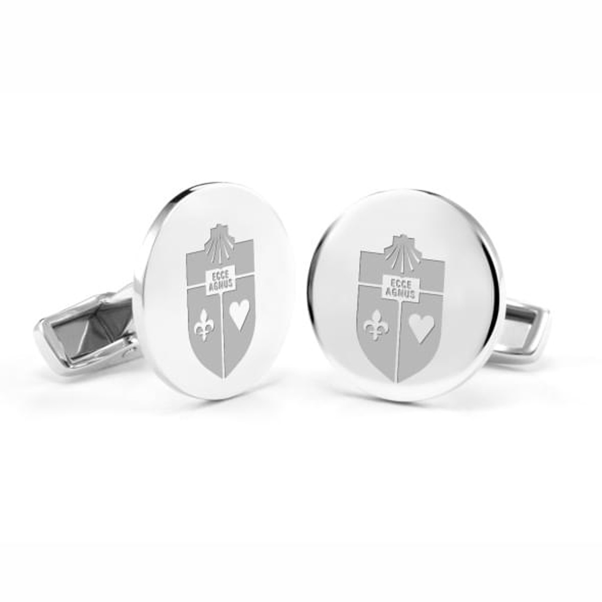 Silver Toned Etched Ohio State Flag Cufflinks