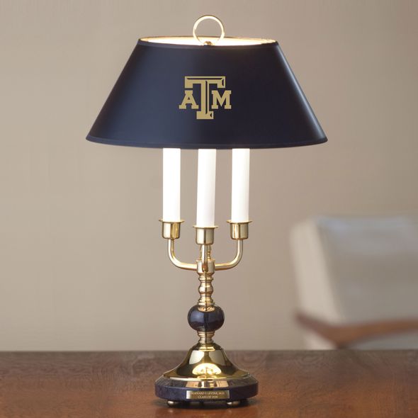 Texas A&M University Lamp in Brass & Marble - Image 1
