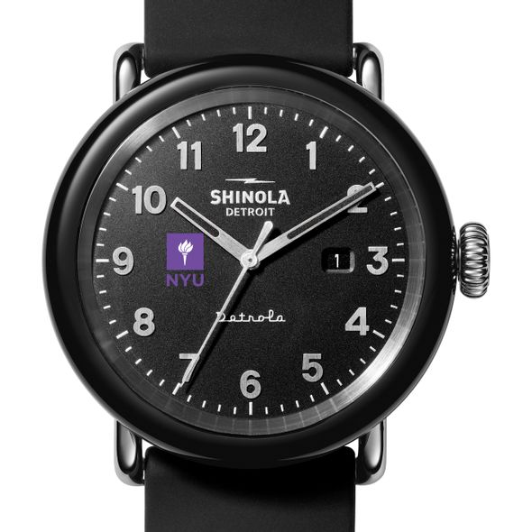 NYU Shinola Watch, The Detrola 43mm Black Dial at M.LaHart & Co.
