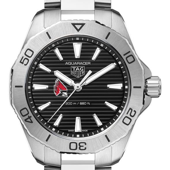 Ball State Men's TAG Heuer Steel Aquaracer with Black Dial - Image 1