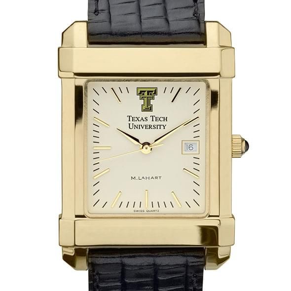 Texas Tech Men's Gold Quad with Leather Strap - Image 1