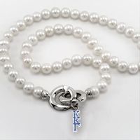 Kappa Kappa Gamma Pearl Necklace with Greek Letter Charm