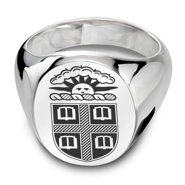 Brown Sterling Silver Oval Signet Ring