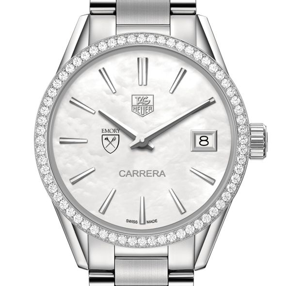 Emory University Women's TAG Heuer Steel Carrera with MOP Dial & Diamond Bezel
