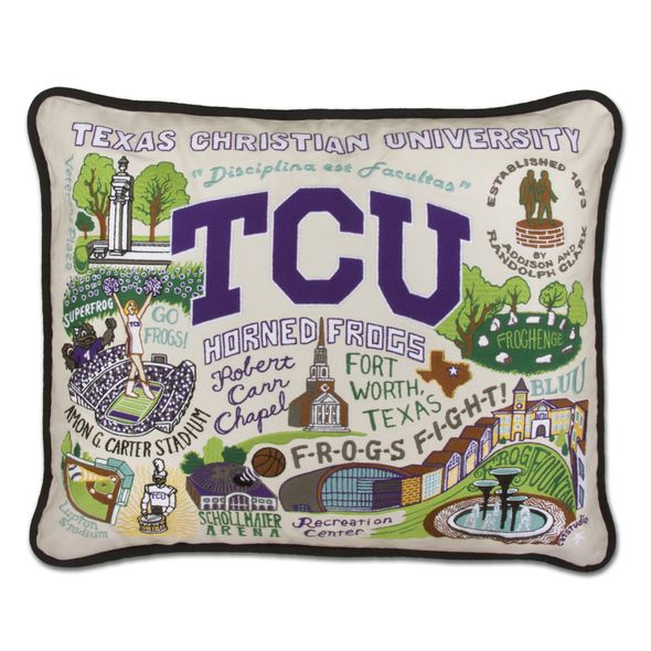 TCU Embroidered Pillow - Image 1