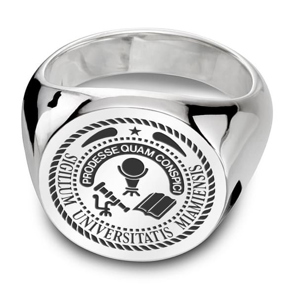 Miami University Sterling Silver Round Signet Ring - Image 1