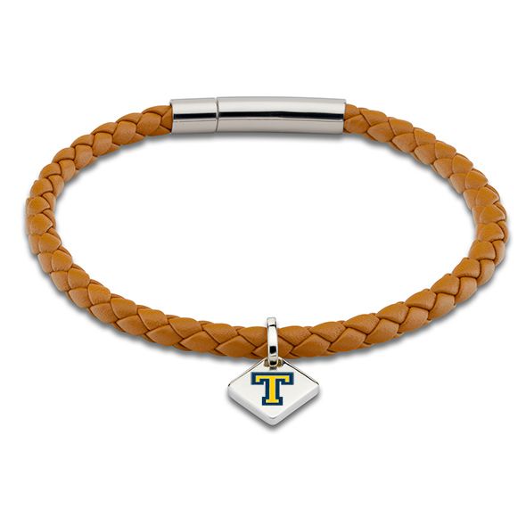 Trinity College Leather Bracelet with Sterling Silver Tag - Saddle - Image 1