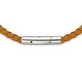 click to view Trinity College Leather Bracelet with Sterling Silver Tag - Saddle - Image 3
