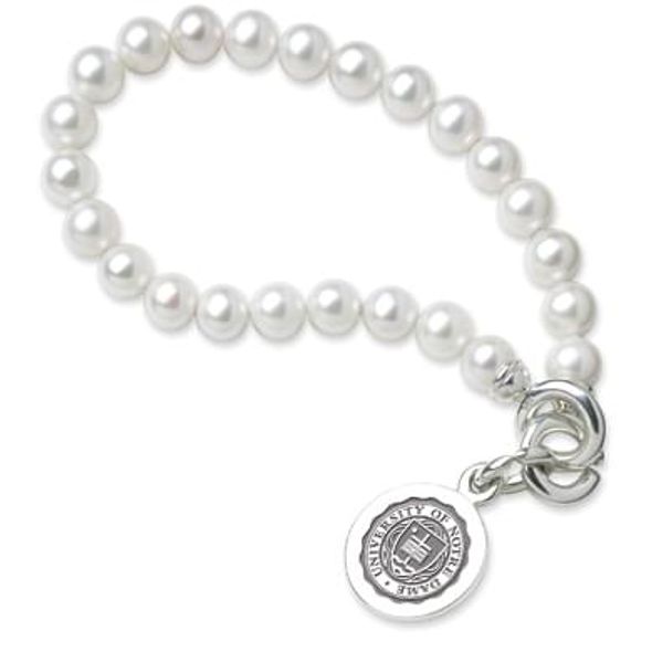 Notre Dame Pearl Bracelet with Sterling Silver Charm - Image 1