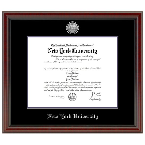 NYU Diploma Frame - Silver Medallion - Image 1