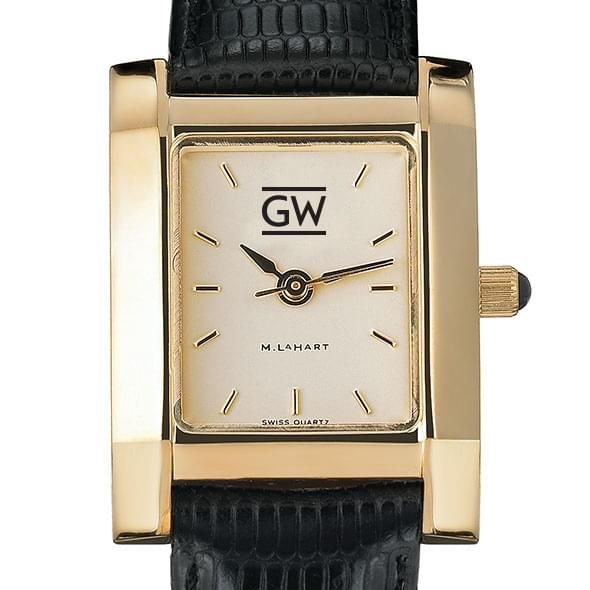 George Washington Women's Gold Quad with Leather Strap