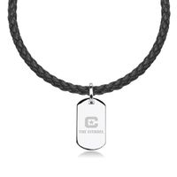 Citadel Leather Necklace with Sterling Dog Tag