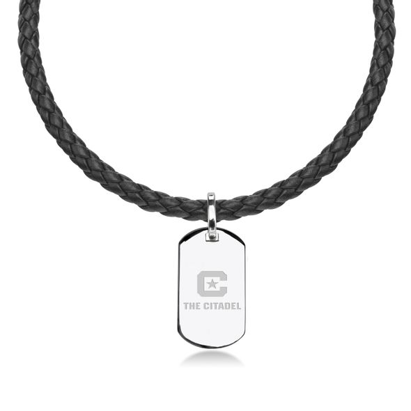 Citadel Leather Necklace with Sterling Dog Tag