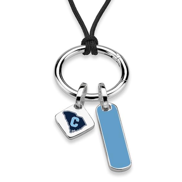 Citadel Silk Necklace with Enamel Charm & Sterling Silver Tag