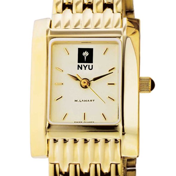 NYU Women's Gold Quad Watch with Bracelet