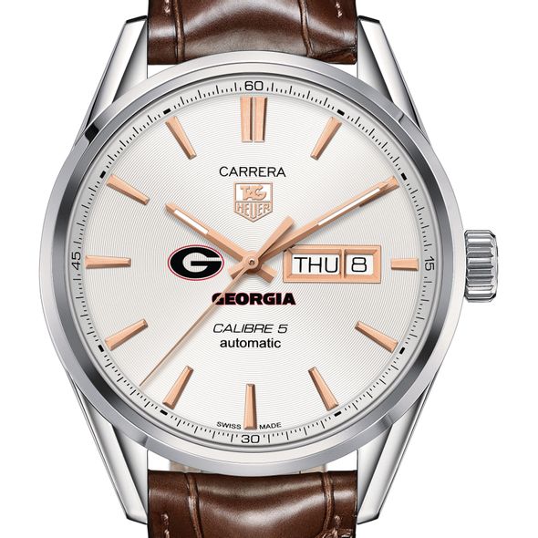 University of Georgia Men's TAG Heuer Day/Date Carrera with Silver Dial & Strap