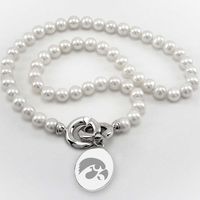 University of Iowa Pearl Necklace with Sterling Silver Charm