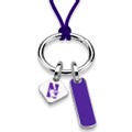 Northwestern University Silk Necklace with Enamel Charm & Sterling Silver Tag - Image 1