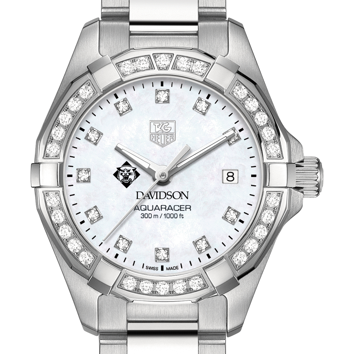 Davidson College W's TAG Heuer Steel Aquaracer with MOP Dia Dial & Bezel