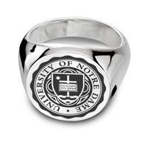 Notre Dame Sterling Silver Round Signet Ring