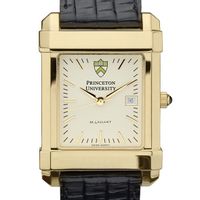 Princeton Men's Gold Quad with Leather Strap