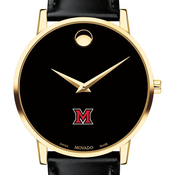 Miami University Men's Movado Gold Museum Classic Leather - Image 1