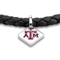 Texas A&M Leather Bracelet with Sterling Silver Tag - Black - Image 2