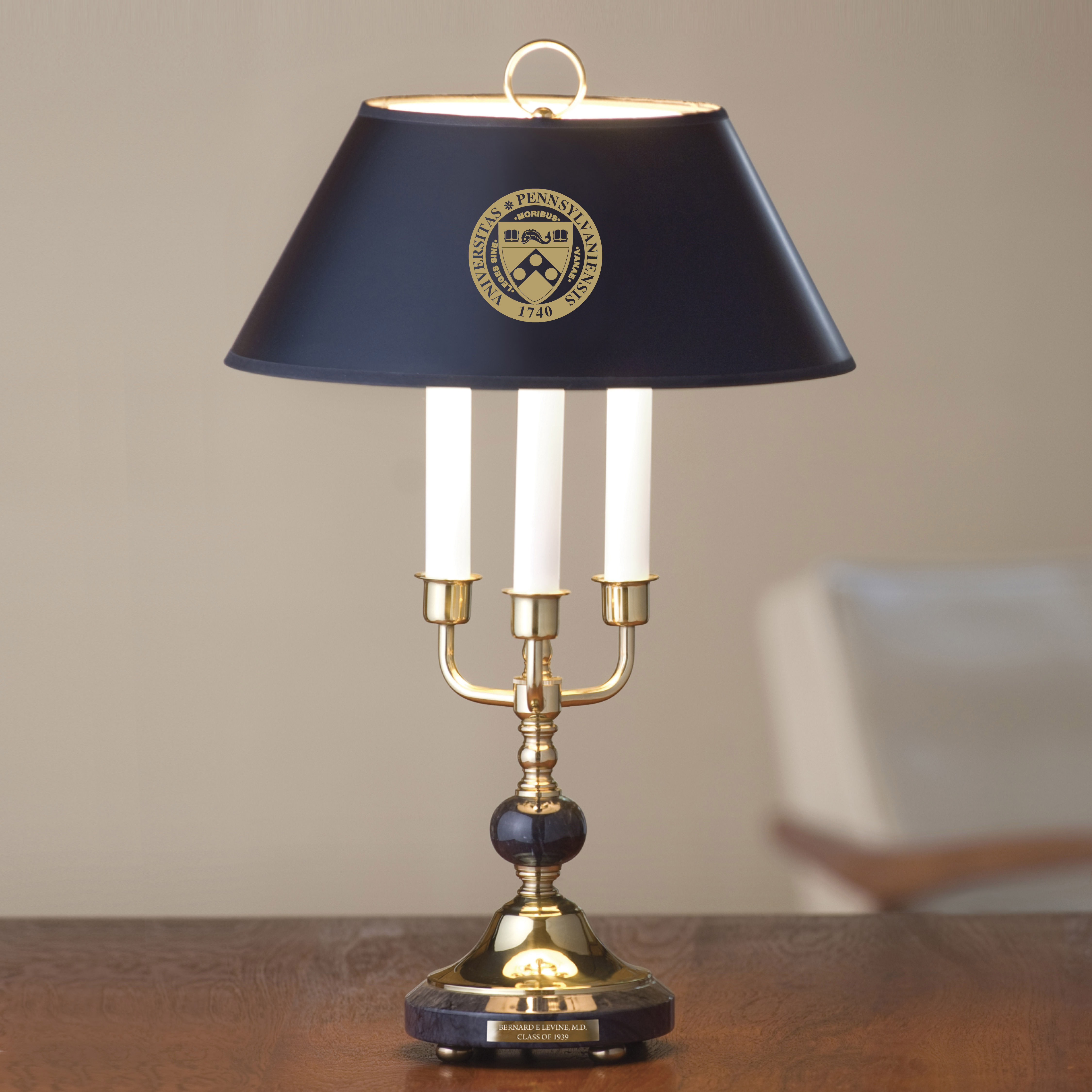 University of Pennsylvania Lamp in Brass & Marble