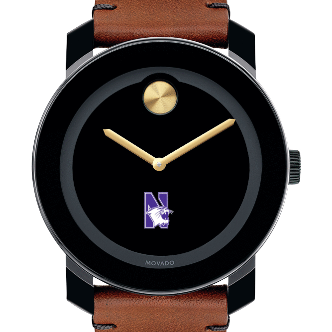 Northwestern Men's Movado BOLD with Brown Leather Strap