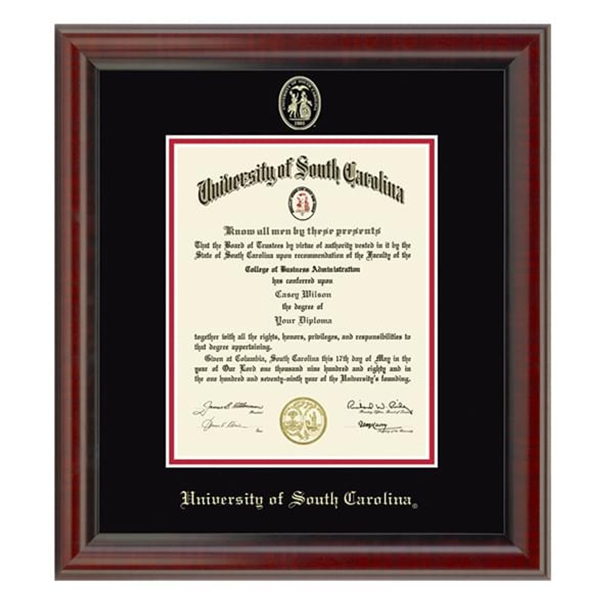 M The Fidelitas LA HART University of South Carolina Diploma Frame