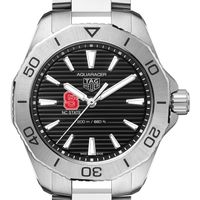 NC State Men's TAG Heuer Steel Aquaracer with Black Dial