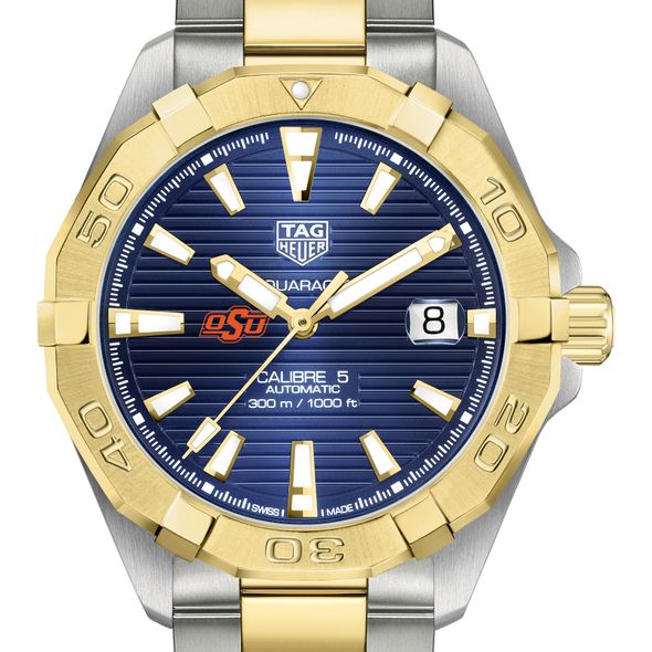 Oklahoma State Men's TAG Heuer Automatic Two-Tone Aquaracer with Blue Dial - Image 1