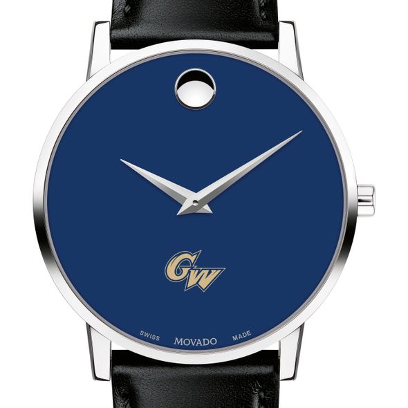 George Washington University Men's Movado Museum with Blue Dial & Leather Strap