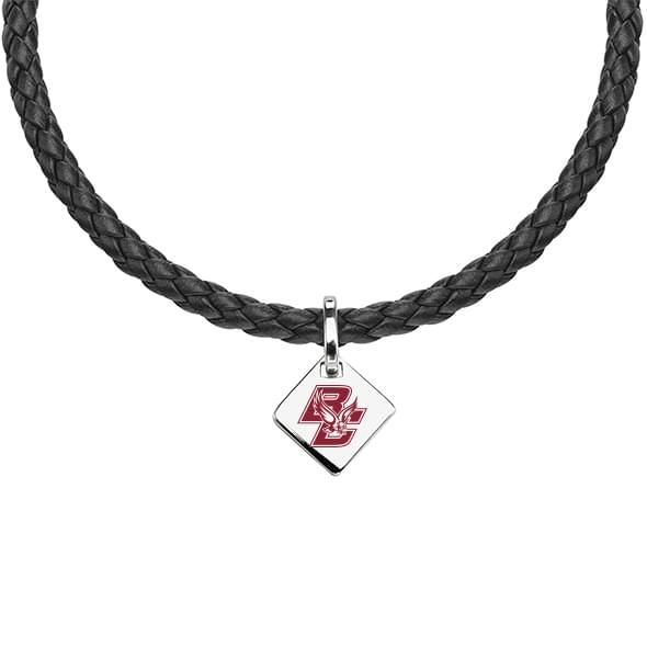 Boston College Leather Necklace with Sterling Silver Tag