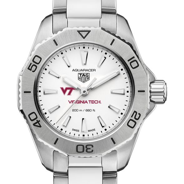 Virginia Tech Women's TAG Heuer Steel Aquaracer with Silver Dial - Image 1