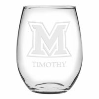 Miami University Stemless Wine Glasses Made in the USA - Set of 4