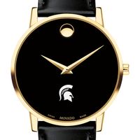 Michigan State University Men's Movado Gold Museum Classic Leather