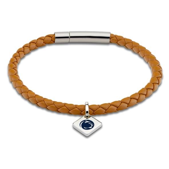 Penn State Leather Bracelet with Sterling Silver Tag - Saddle