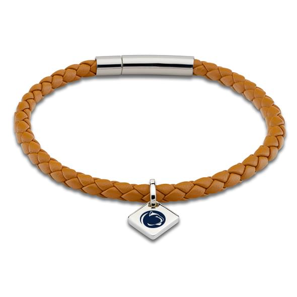 Penn State Leather Bracelet with Sterling Silver Tag - Saddle