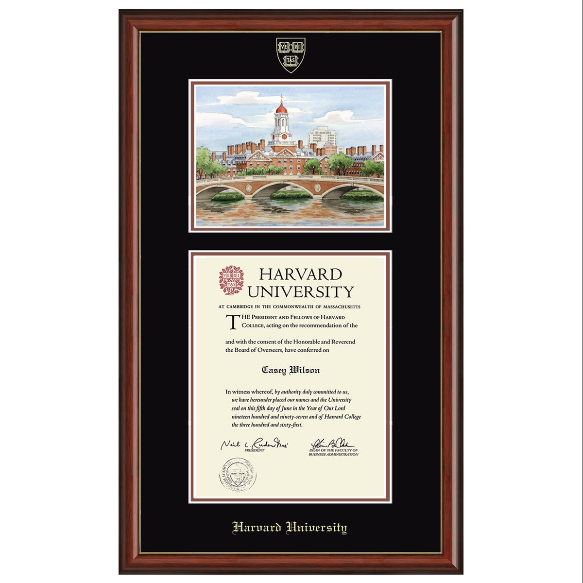 Official Harvard Diploma Frame with Campus Print Graduation Gift Selection