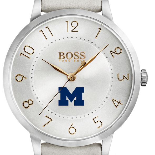 University of Michigan Women's BOSS White Leather from M.LaHart