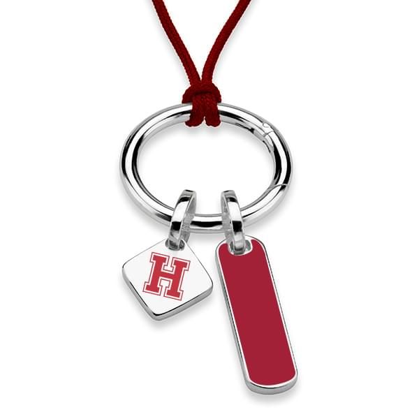 Harvard University Silk Necklace with Enamel Charm & Sterling Silver Tag