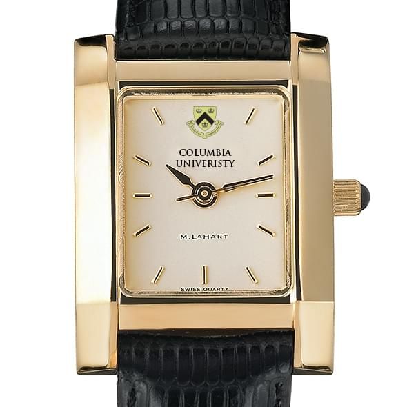 Columbia University Women's Gold Quad Watch with Leather Strap