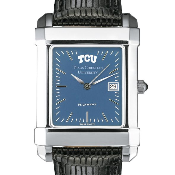 TCU Men's Blue Quad Watch with Leather Strap - Image 1