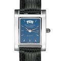 TCU Women's Blue Quad Watch with Leather Strap - Image 1