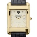 Texas A&M Men's Gold Quad Watch with Leather Strap - Image 1